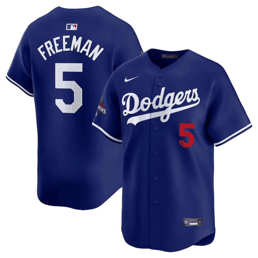 Los Angeles Dodgers #5 Freddie Freeman Royal 2024 World Series Champions Alternate Limited Stitched Jersey